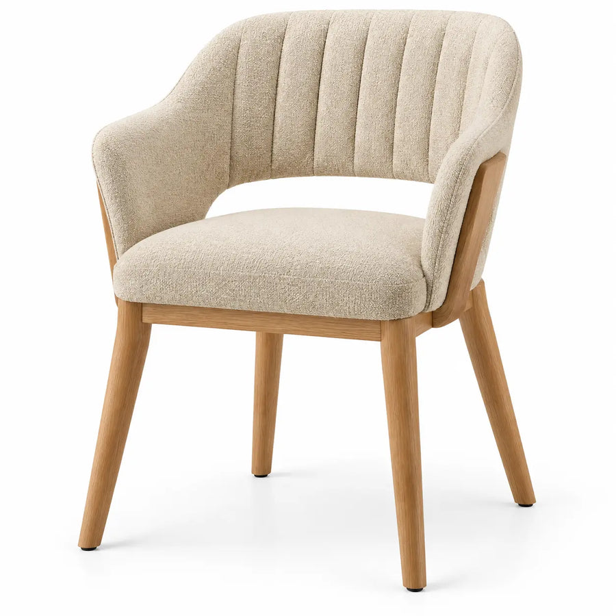 Silla con respaldo con acolchado acanalado, beige y marrón