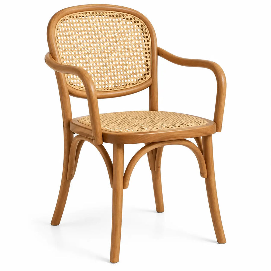 Silla con respaldo con detalles de entramado, marrón