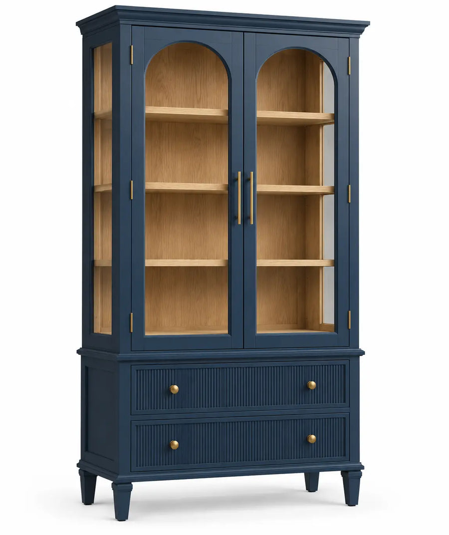 Vitrina de almacenamiento con formas arqueadas, azul